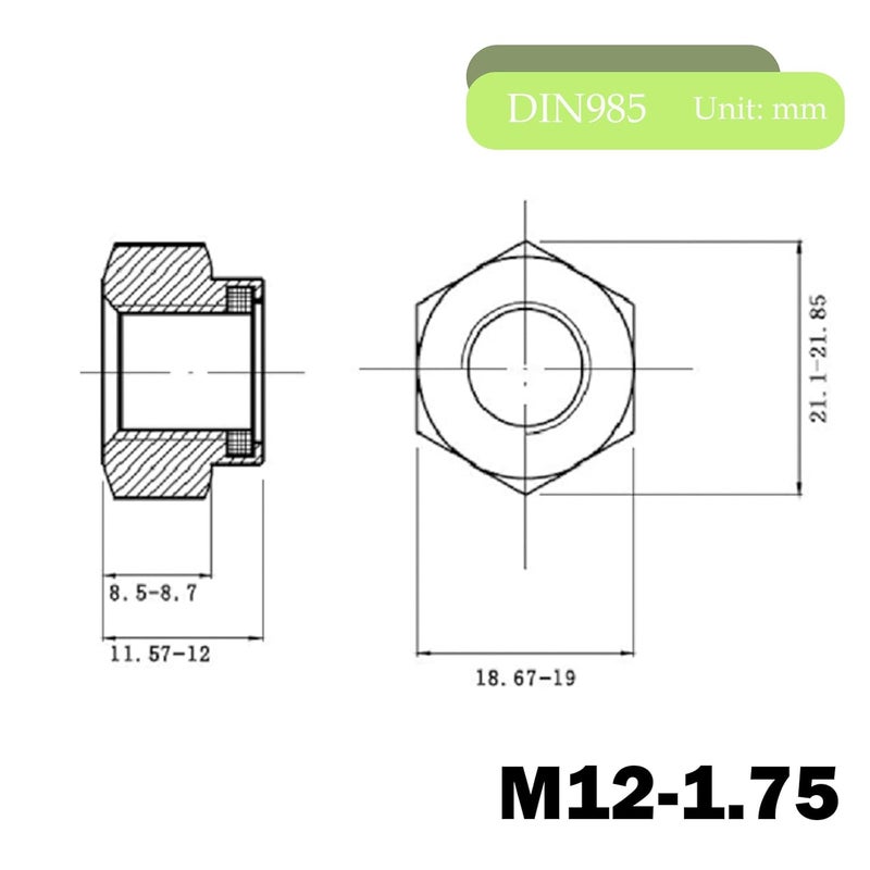 sotoolstop Store M12 Nylon Insert Lock Nuts, M12-1.75 Nylon Locknuts 304 Stainless Steel 18-8 Lock Nuts, Pack of 10 - Image 2